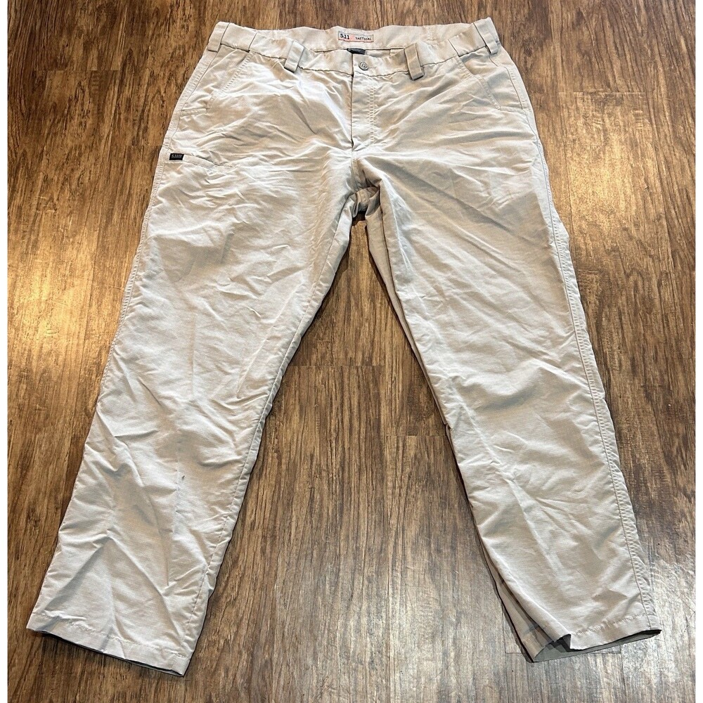 5.11 Tactical Fast-Tac Urban Pants Mens 40 x 32 Khaki Ripstop Lightweight Work